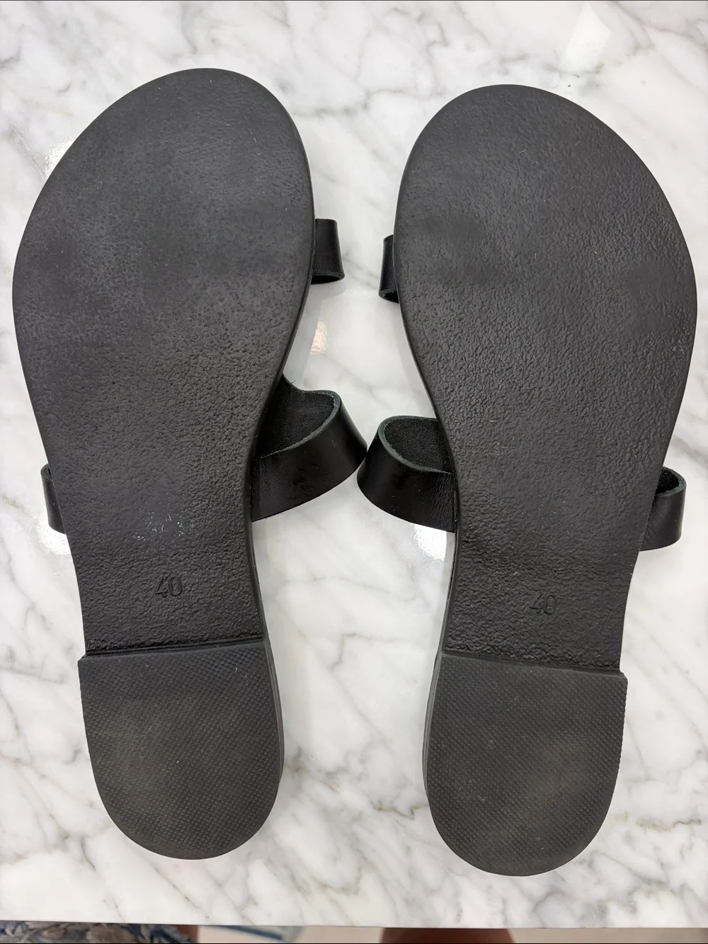KAYU Black Leather Slide Sandals Size 40 Hand Made in Greece